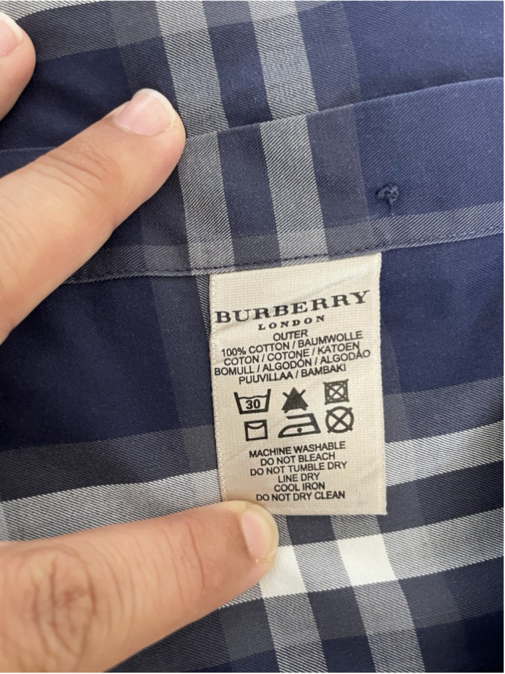 Burberry Shirt Mens XL Blue Plaid Check Short Sleeve Button Up - Picture 6 of 8